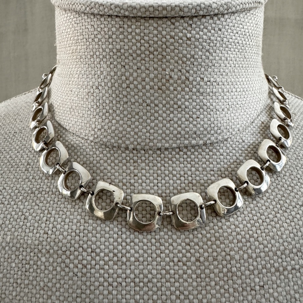Tiffany & Co Sterling Silver Cushion Square Link Neclace